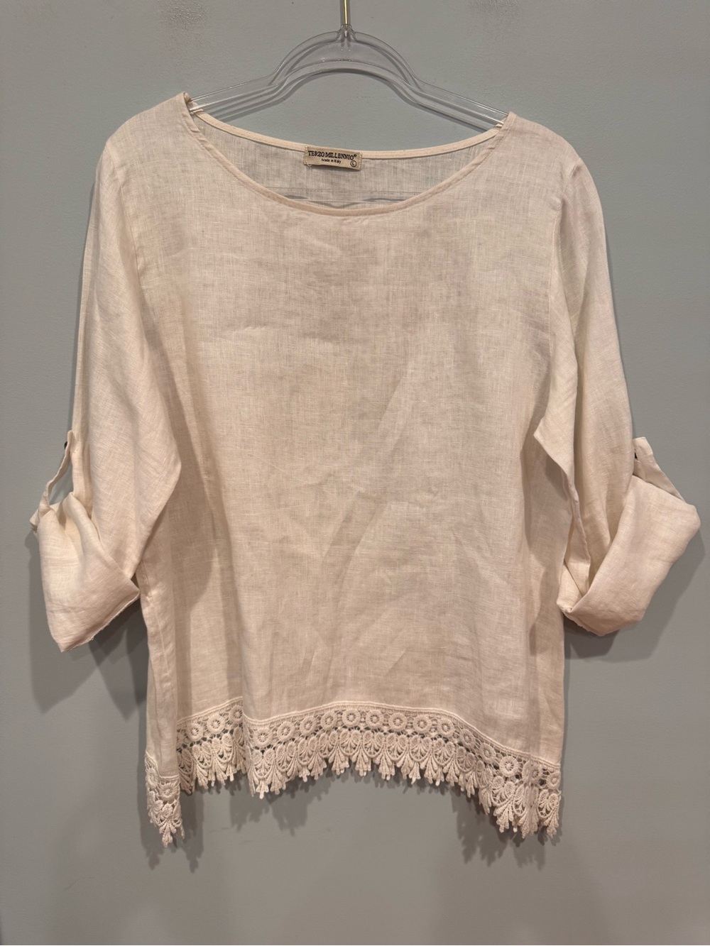 Terzo Millennio Made in Italy Linen Peasant Blouse